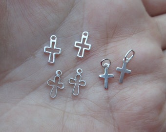 Sterling Silver Small/Tiny Crosses(1,4,6,10 or 12 cross charms)