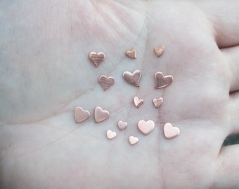 Tiny Copper Hearts, Small or Tiny Wavy, Wide, Tiny wide, Pointy, or Normal