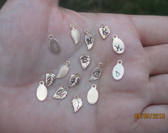 Gold filled Leaf stamping's or oval tags with Initials or without