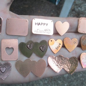 Copper Heart Charms,rectangle or double heart charms image 9