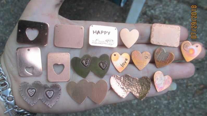 Copper Heart Charms,rectangle or double heart charms image 9