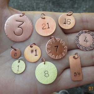 Copper,Brass or Nickel Number Tags(3/8&quot;, 1/2&quot;, 5/8&quot;, 3/4&quot; or 1&quot; size)