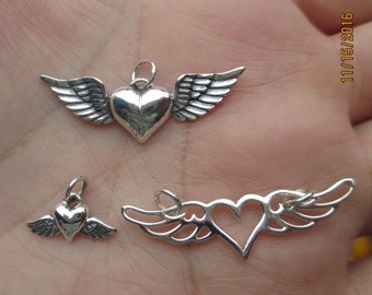 Sterling Silver Angel Wing Charms(one)-You choose which one