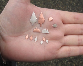 Sterling Silver, Copper, or Brass Solderable Nature Stampings(24 gauge)