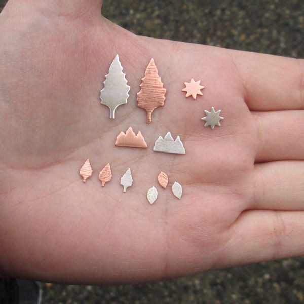 Sterling Silver, Copper, or Brass Solderable Nature Stampings(24 gauge)