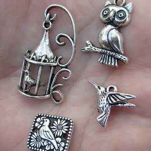 Pewter Hummingbirds, Owls, Doves and Flowers or Birdcage(1 pair)(you choose which pair)