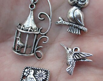 Pewter Hummingbirds, Owls, Doves and Flowers or Birdcage(1 pair)(you choose which pair)