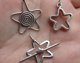 Sterling Silver Star Clasp,Spiral Star or Star Frame- You choose which one