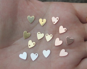 Gold Filled, Sterling Silver or Rose Gold Filled Heart Stampings(you choose the quantity)(7mm)