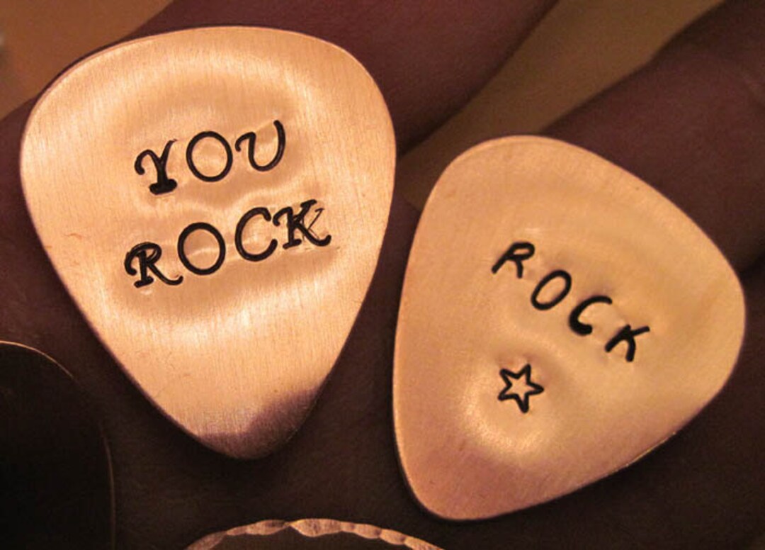 Copper Guitar Picks You Choose What It Says Etsy
