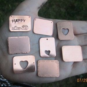 Copper Heart Charms,rectangle or double heart charms image 5