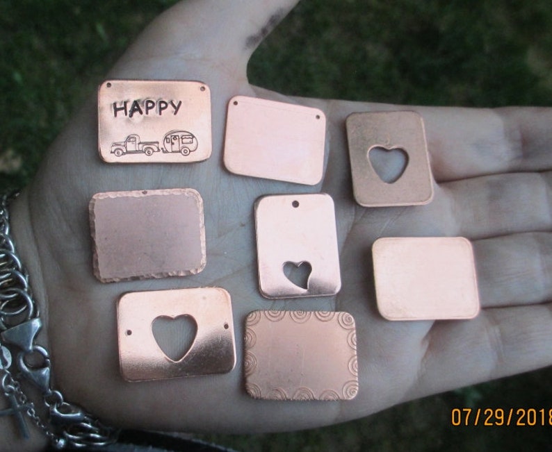 Copper Heart Charms,rectangle or double heart charms image 5