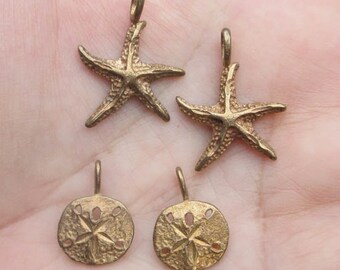 Copper Shibuichi Starfish or Sand Dollar Charm(two)