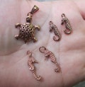 Solid Copper Seahorse, or Turtle Charm