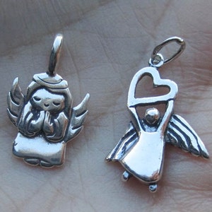 Sterling Silver Praying Angel Charm or Angel with Heart charm(one charm)You choose which one