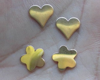 Gold Filled Heart Stampings(2 hearts)(3/8") or Gold Filled Flower(3/8")