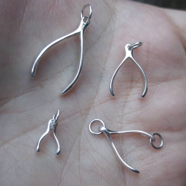 Sterling Silver Wishbone Charms(You choose which Size and Quantity)