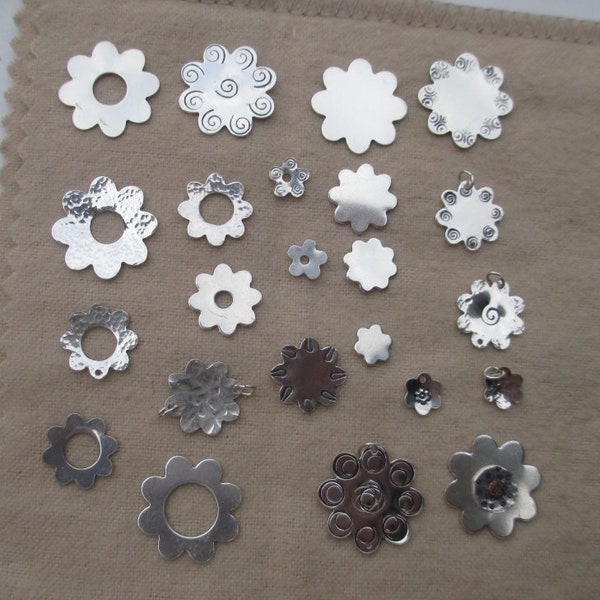 Sterling Silver Flower Stamping/Disks (8mm,10mm, 12mm and 16mm) You Choose Size and Quantity