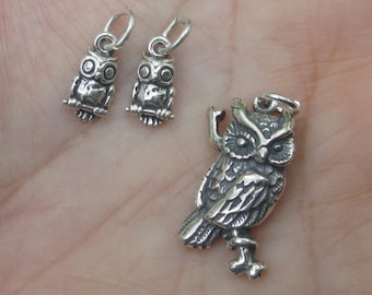 Sterling Silver Owl Charms (Large or small)