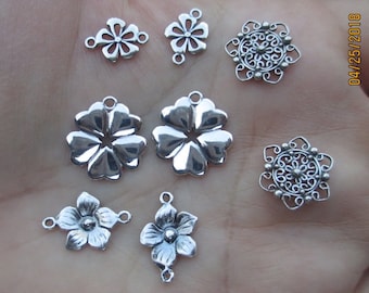 Sterling Silver Flower Charms or Connectors - You choose which one