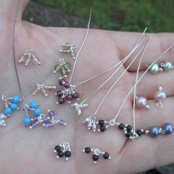 Sterling Silver Headpins, or Dangle(turquoise, peridot, pearl,black onyx,amethyst,iolite,citrine or garnet).