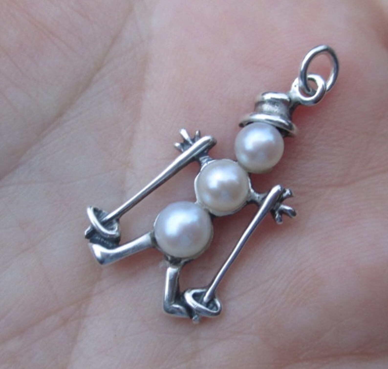 White & Pink Swivel Snowman Charm main image 1