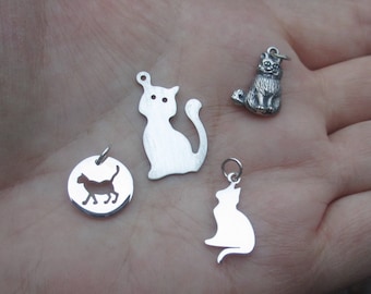 Sterling Silver Cat Stamping, Cat Necklace,Dog Necklace, or Cat Charm