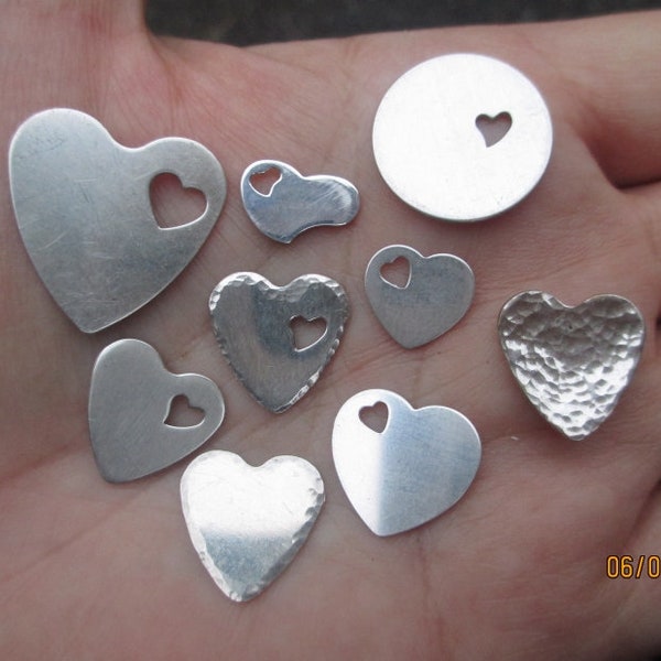 Sterling Silver Heart Stamping with heart cut out(one heart)You choose which one