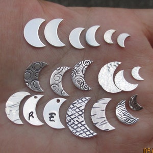 Sterling Silver Moon Stampings(1/4&quot;, 3/8&quot;, 1/2&quot; or 5/8&quot;)24 or 22 gauge