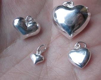 Sterling Silver Puffy Hearts - You choose the size and quantity