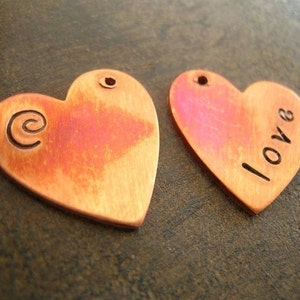 Copper Heart Charms,rectangle or double heart charms image 4