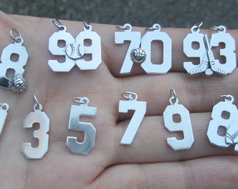 Sterling Silver Number Charms(1 single number charm or 1 double digit charm)