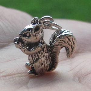 Squirrel & Apple/Acorn Figurine - Handcrafted 925 Silver with Gemstone Eyes