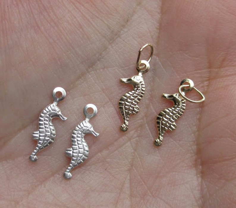 Sterling Silver or Gold Filled Seahorse,Starfish Charms or GF Starfish Stamping-You choose which one image 2