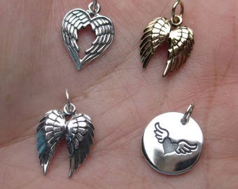 Sterling Silver Angel Wing Charms-You choose which one
