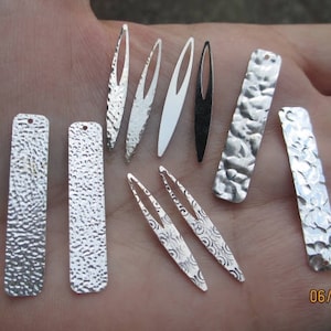 Sterling Silver Long Marquise Drops or Rectangle Strips