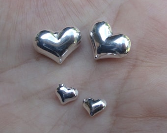 Large or Small Puffy Heart Beads