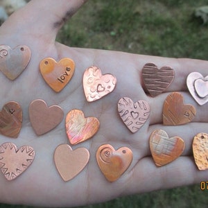 Copper Heart Charms,rectangle or double heart charms image 2