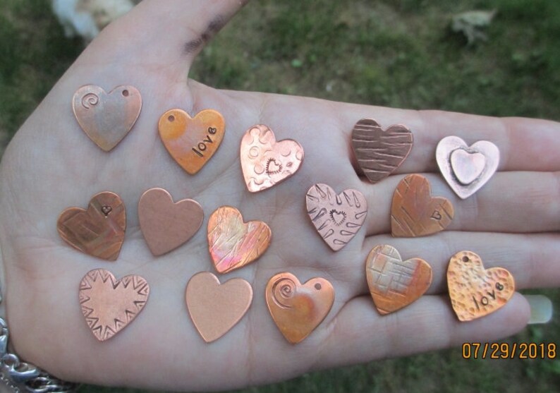 Copper Heart Charms,rectangle or double heart charms image 2