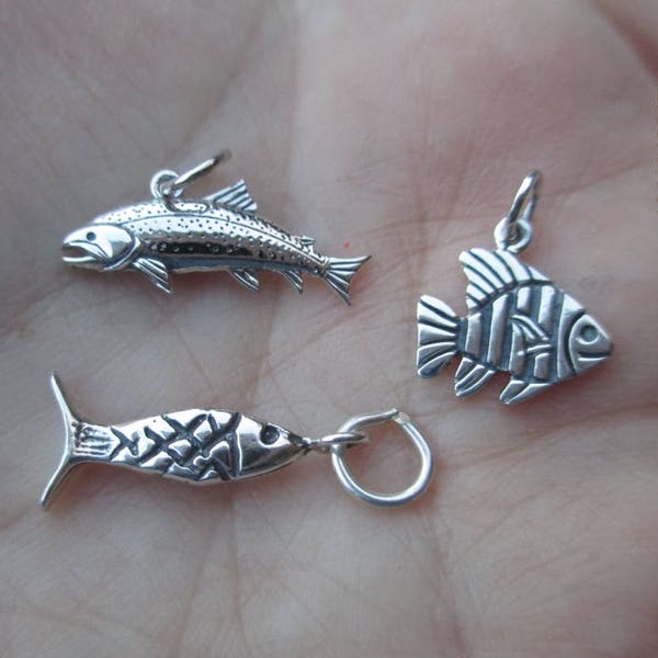 Sterling Silver Fish Charm or Tropical Fish Charm