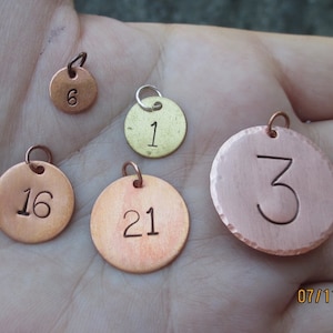 Copper,Brass or Nickel Number Tags3/8, 1/2, 5/8, 3/4 or 1 size image 2