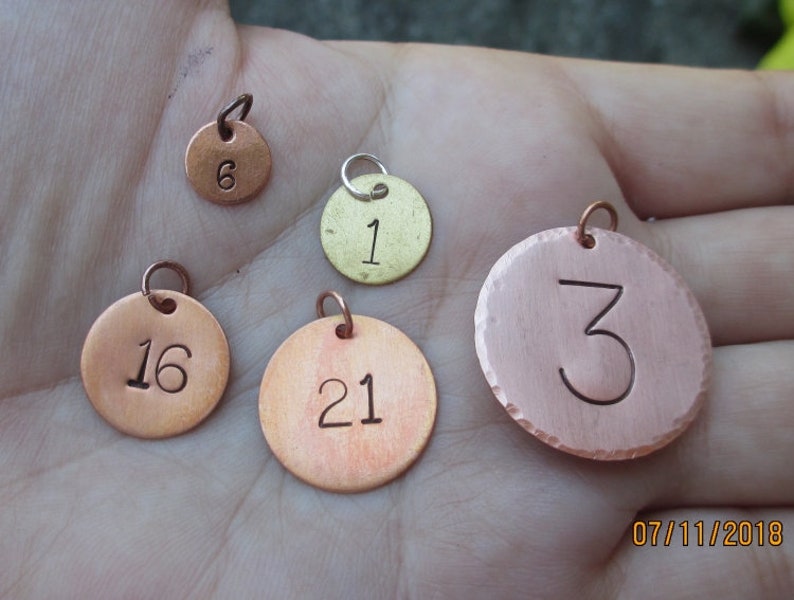 Copper,Brass or Nickel Number Tags3/8, 1/2, 5/8, 3/4 or 1 size image 2