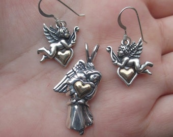 Sterling Silver Angel Earrings or Pendant