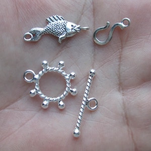 Sterling Silver Fish Clasp or Captains Wheel(one clasp)
