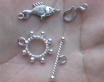 Sterling Silver Fish Clasp or Captains Wheel(one clasp)