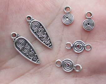 Sterling Silver Spiral Dangles, Spiral Links