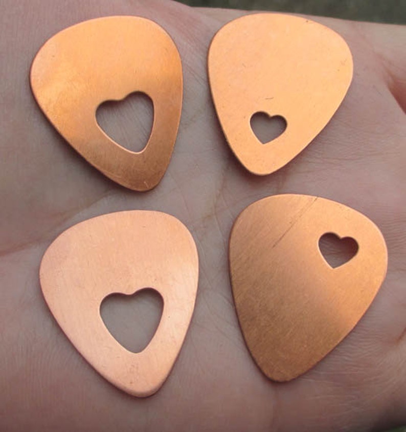 Copper Guitar Picks With Heart or Star Cut Outyou Choose Etsy