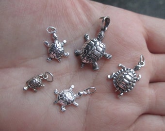 Sterling Silver Turtle Charm(one)Large or Medium Size