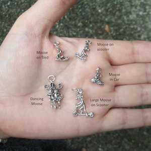 Comical Sterling Moose Charms