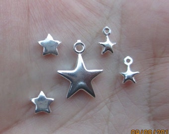 Sterling Silver Star Charms or Beads